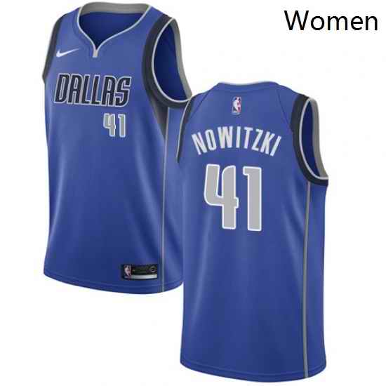 Womens Nike Dallas Mavericks 41 Dirk Nowitzki Swingman Royal Blue Road NBA Jersey Icon Edition